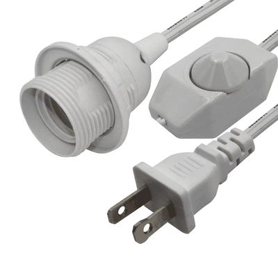 Cable adaptador de enchufe resistente a la llama duradero con toma de bombilla E26 y interruptor de atenuación en línea, NEMA 1-15P a convertidor E26