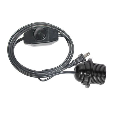 Cable adaptador de enchufe resistente a la llama duradero con toma de bombilla E26 y interruptor de atenuación en línea, NEMA 1-15P a convertidor E26