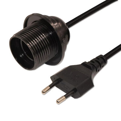 Cable regulable para soporte de bombillas de EU Plug E26 con interruptor rotativo de atenuador para iluminación doméstica, 250V 4A certificado CE (negro)