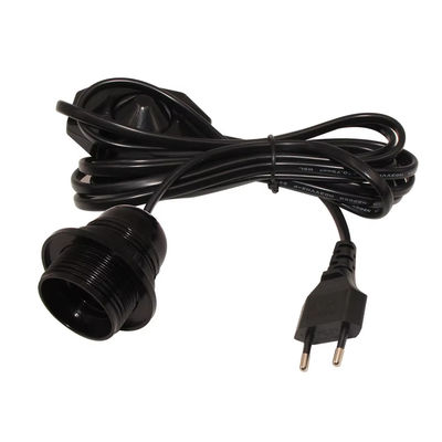 Cable regulable para soporte de bombillas de EU Plug E26 con interruptor rotativo de atenuador para iluminación doméstica, 250V 4A certificado CE (negro)