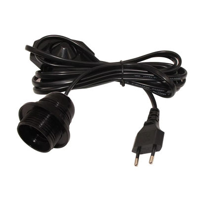 Cable regulable para soporte de bombillas de EU Plug E26 con interruptor rotativo de atenuador para iluminación doméstica, 250V 4A certificado CE (negro)