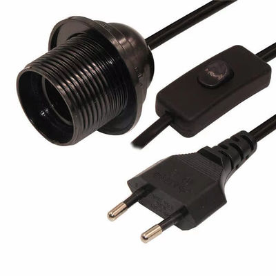 Cable de conexión de la UE al porta bombillas E26 con interruptor 303 para lámparas de mesa y lámparas de techo 250V 4A