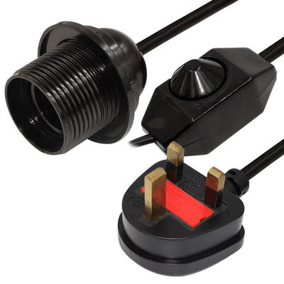 E26 Reino Unido Cable de adaptador de bombilla con toma de enchufe y atenuable para lámpara de mesa, contacto de latón, 5A 250V