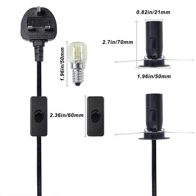 Cable convertidor de tomas de luz E14 con enchufe y interruptor 303 del Reino Unido, 250V 3A para luminarias antiguas