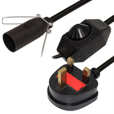 Reino Unido Cable de adaptador para porta bombillas E14 con interruptor de atenuación ajustable y certificación CE - Accesorios de iluminación de seguridad estándar BS1363