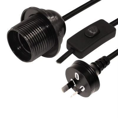 E26 resistente al agua Portador de lámparas Cordón de alimentación AU enchufe con 303 interruptor para la iluminación interior / exterior 250V 10A