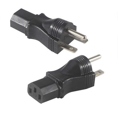 Grado industrial NEMA 5-15P a IEC 320 C13 Enchufe de adaptador de alimentación para rack de servidores / centro de datos con carcasa de alta corriente y resistente al fuego de 125V 15A (conforme con la norma UL)