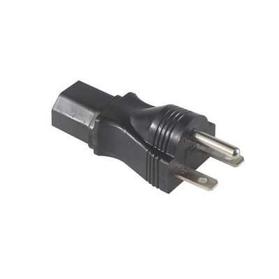 Grado industrial NEMA 5-15P a IEC 320 C13 Enchufe de adaptador de alimentación para rack de servidores / centro de datos con carcasa de alta corriente y resistente al fuego de 125V 15A (conforme con la norma UL)