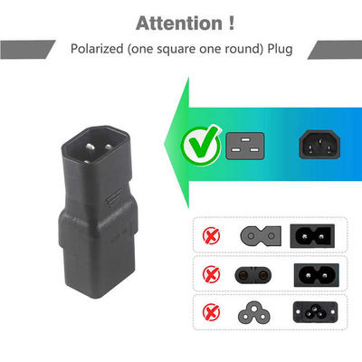 Adaptador de enchufe de 3 puntas C19 a C20 de grado industrial para centros de datos / racks de servidores, 15A 250V, certificado CE, diseño impermeable