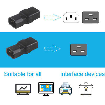 Adaptador de enchufe de 3 puntas C19 a C20 de grado industrial para centros de datos / racks de servidores, 15A 250V, certificado CE, diseño impermeable