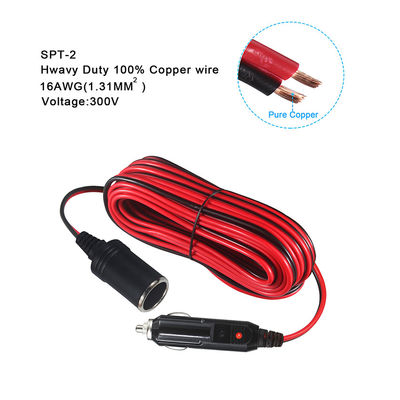 Enciendador de cigarrillos para automóviles Conector de cigarro de conector masculino a femenino Adaptador de cable de encendedor de cigarrillos 1.2M SPT-2 16AWG 12V para la fuente de alimentación del vehículo