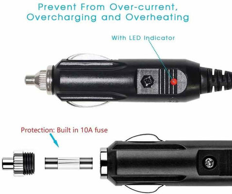 Cable de diagnóstico de encendedor de cigarrillos de automóviles universal para OBD2 para escáner de vehículos con certificación de seguridad de 16 pies 12V-24V