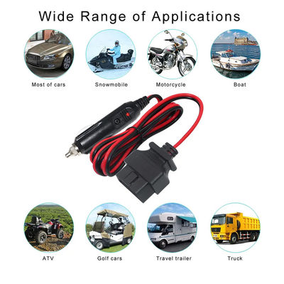 Cable de diagnóstico de encendedor de cigarrillos de automóviles universal para OBD2 para escáner de vehículos con certificación de seguridad de 16 pies 12V-24V