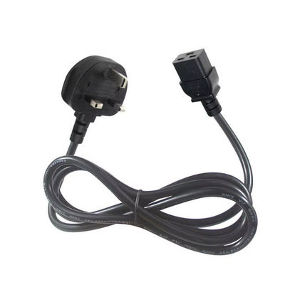 Reino Unido a C19 Cable de cable de alimentación para centros de datos 16A 250V 14AWG 1.2M negro BS1363 Certificado de seguridad