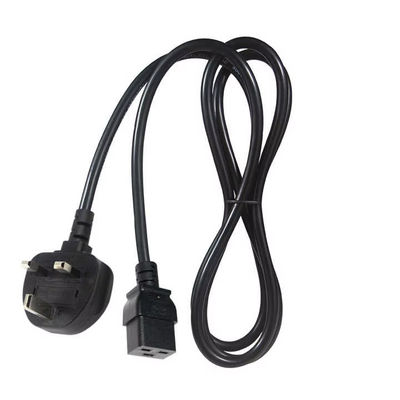 Reino Unido a C19 Cable de cable de alimentación para centros de datos 16A 250V 14AWG 1.2M negro BS1363 Certificado de seguridad