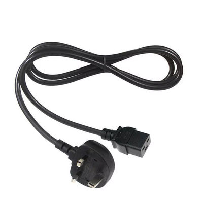 Reino Unido a C19 Cable de cable de alimentación para centros de datos 16A 250V 14AWG 1.2M negro BS1363 Certificado de seguridad