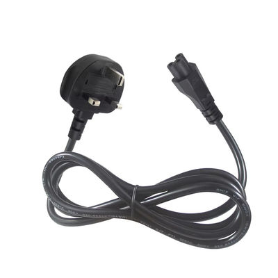 Cordón de alimentación de 250V 5A del Reino Unido a C5 certificado de seguridad para computadoras portátiles y monitores Oficina en casa con cable flexible sin enredos de 18AWG 1.2M