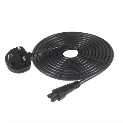 Cordón de alimentación de 250V 5A del Reino Unido a C5 certificado de seguridad para computadoras portátiles y monitores Oficina en casa con cable flexible sin enredos de 18AWG 1.2M