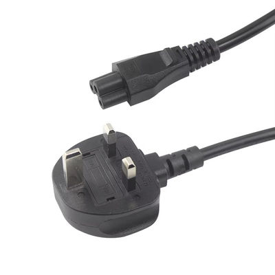Cordón de alimentación de 250V 5A del Reino Unido a C5 certificado de seguridad para computadoras portátiles y monitores Oficina en casa con cable flexible sin enredos de 18AWG 1.2M