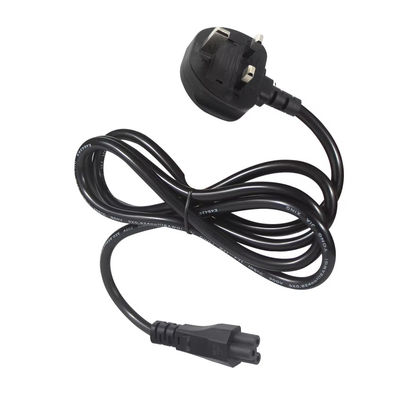 Cordón de alimentación de 250V 5A del Reino Unido a C5 certificado de seguridad para computadoras portátiles y monitores Oficina en casa con cable flexible sin enredos de 18AWG 1.2M