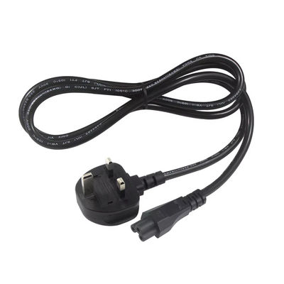 Cordón de alimentación de 250V 5A del Reino Unido a C5 certificado de seguridad para computadoras portátiles y monitores Oficina en casa con cable flexible sin enredos de 18AWG 1.2M