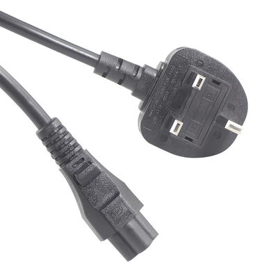Cordón de alimentación de 250V 5A del Reino Unido a C5 certificado de seguridad para computadoras portátiles y monitores Oficina en casa con cable flexible sin enredos de 18AWG 1.2M