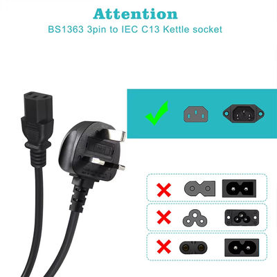 Reino Unido a C13 Cordón de alimentación 1.2M 250V 13A 16AWG Cable de servicio pesado para servidores/equipos médicos/PDU de centro de datos (CE/BS1363/RoHS)