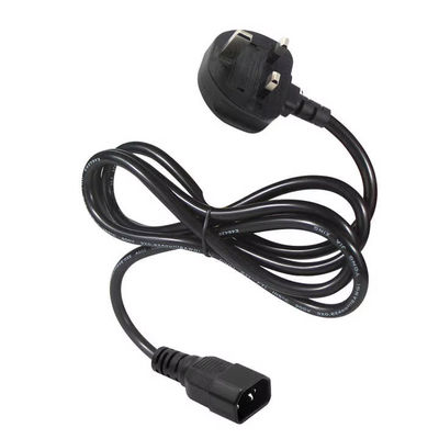 Reino Unido a C14 cable de alimentación 1.2M 250V 10A 16AWG cable blindado para UPS / rack de servidores / dispositivo médico (IP67/RoHS/BS1363)