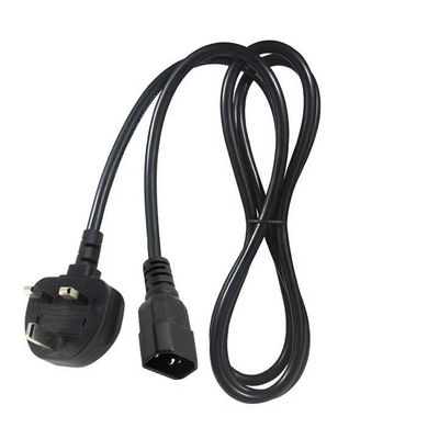 Reino Unido a C14 cable de alimentación 1.2M 250V 10A 16AWG cable blindado para UPS / rack de servidores / dispositivo médico (IP67/RoHS/BS1363)