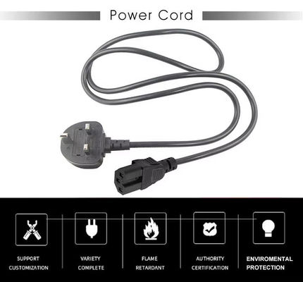 Reino Unido estándar C15 Cordón de alimentación caldera de trabajo pesado Plomo de 3 pines enchufe a IEC C15 Cable para la caldera de agua máquina de café con opciones