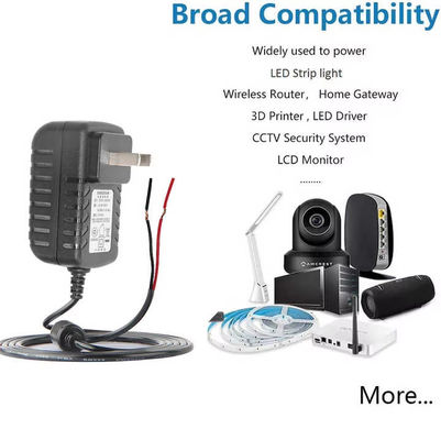 Cable de alimentación de CA con enchufe estadounidense a cable pelado de 2 clavijas NEMA 1-15P para controlador LED