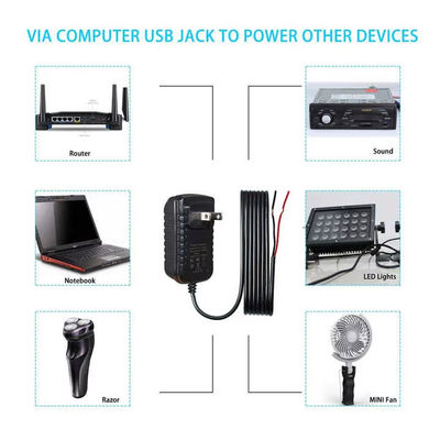 EE.UU. Enchufe de cable de alimentación CA a cable desnudo 2 puntas NEMA 1-15P a cable de extremo desnudo para conductor LED / fuente de alimentación / DIY