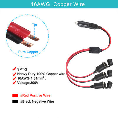 Adaptador de splitter de encendedor de cigarrillos de automóvil de triple enchufe con interruptores para la expansión de la potencia del cargador del vehículo de 12V/24V