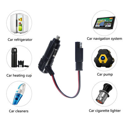 Enchufe de encendedor de cigarrillos de 12 V con interruptor a cable de alimentación con conector SAE para cargador de batería de panel solar y uso en motocicletas