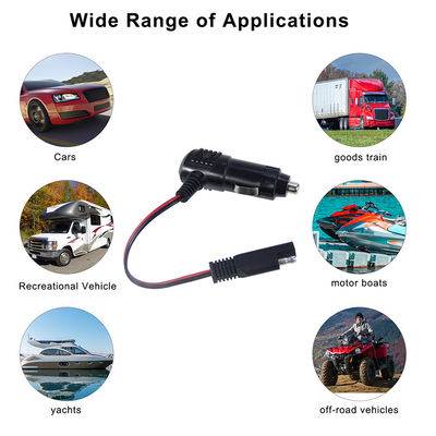 Enchufe de encendedor de cigarrillos de 12 V con interruptor a cable de alimentación con conector SAE para cargador de batería de panel solar y uso en motocicletas