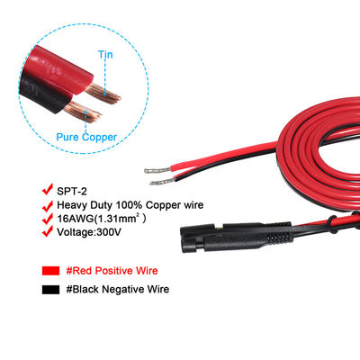 Cable de alimentación de cable de cobre estañado SAE a para carga de batería de 12V 24V, conexión DIY de panel solar