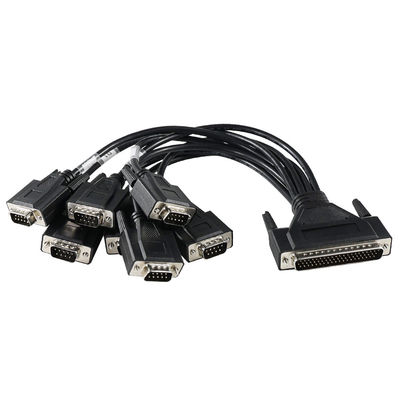 Cable de conexión DB-62 macho a 7x DB-9 macho para comunicación serial industrial, divisor RS232/RS485 - 1.2m negro