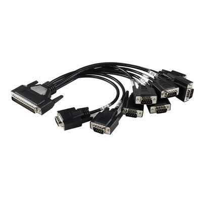 Cable de conexión DB-62 macho a 7x DB-9 macho para comunicación serial industrial, divisor RS232/RS485 - 1.2m negro