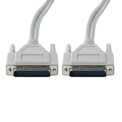DB-25 Cable de serie de macho a macho para conexión de impresora RS-232/paralela - 1 pie / 2 pies / 5 pies, PVC blanco
