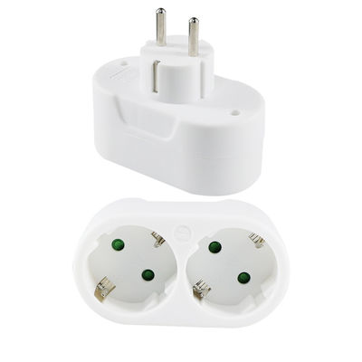 Conector de conexión de doble toma de corriente de la UE Conversor de toma de corriente para viajes a domicilio Conector de corriente alterna estándar europeo, 250V 10Aa