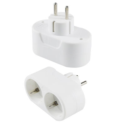 Conector de conexión de doble toma de corriente de la UE Conversor de toma de corriente para viajes a domicilio Conector de corriente alterna estándar europeo, 250V 10Aa
