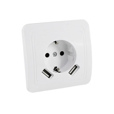 Panel de toma de corriente de pared estándar europeo con toma de corriente a tierra 250V 16A montaje de descarga para el hogar y la oficina