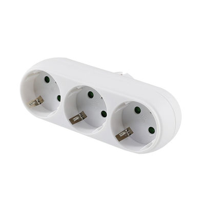 Adaptador europeo de enchufe de 3 vías con 3 tomas de corriente alterna 250V 10A Enchufe de conversión compacta para uso doméstico y de viaje