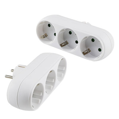 Adaptador europeo de enchufe de 3 vías con 3 tomas de corriente alterna 250V 10A Enchufe de conversión compacta para uso doméstico y de viaje