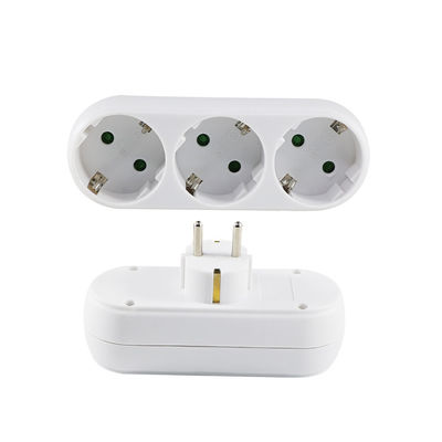 Adaptador europeo de enchufe de 3 vías con 3 tomas de corriente alterna 250V 10A Enchufe de conversión compacta para uso doméstico y de viaje