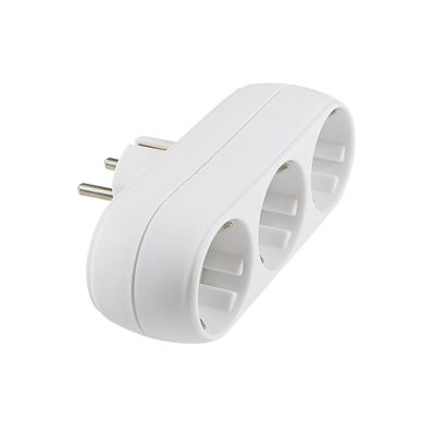 Adaptador europeo de enchufe de 3 vías con 3 tomas de corriente alterna 250V 10A Enchufe de conversión compacta para uso doméstico y de viaje