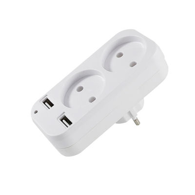 Adaptador de toma de corriente alternada doble estándar europeo con 2 puertos de carga USB 250V 10A Convertidor de energía montado en la pared