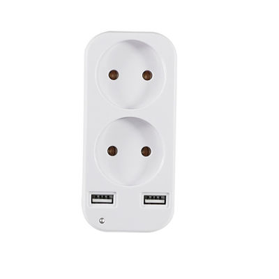 Adaptador de toma de corriente alternada doble estándar europeo con 2 puertos de carga USB 250V 10A Convertidor de energía montado en la pared