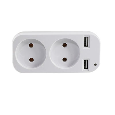 Adaptador de toma de corriente alternada doble estándar europeo con 2 puertos de carga USB 250V 10A Convertidor de energía montado en la pared