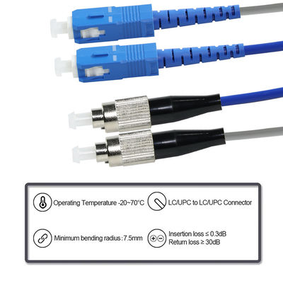 Cable de parche de fibra óptica SC a FC - Jumper de modo único o multimodo para aplicaciones de FTTH, ODF, Telecom, Data Center